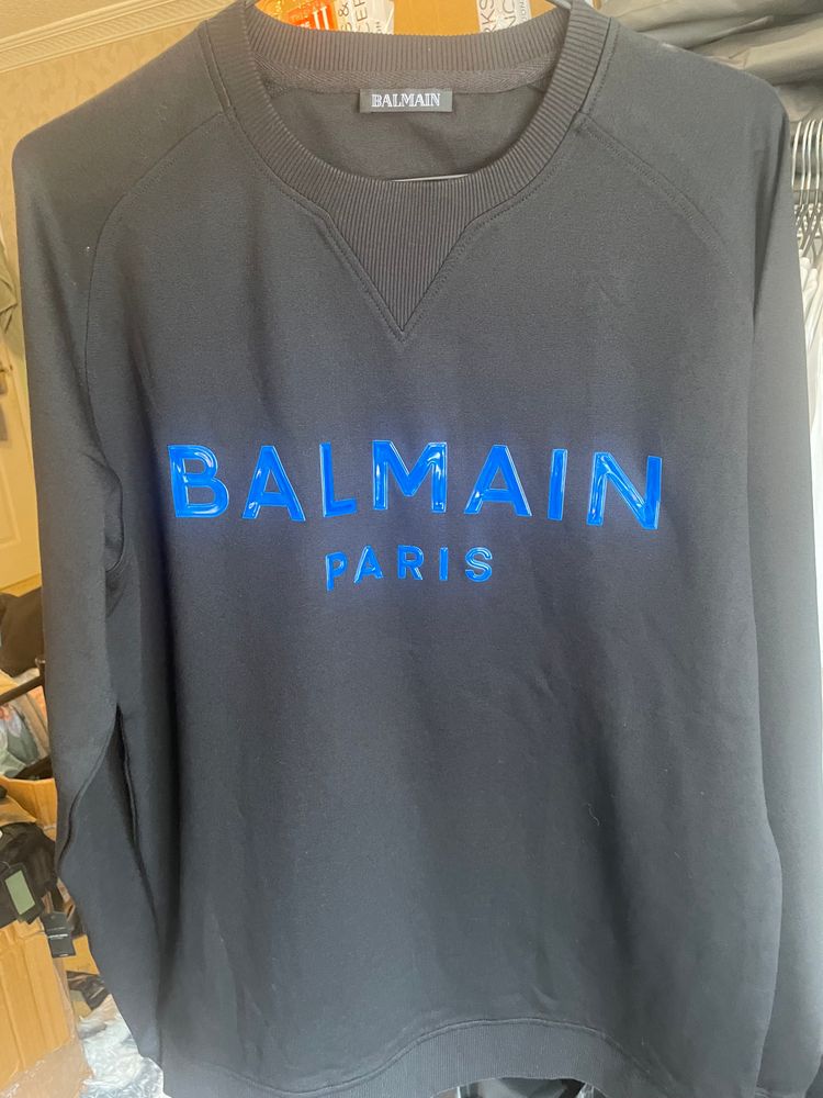 Balmain Black Sweatshirt With Blue Logo 5