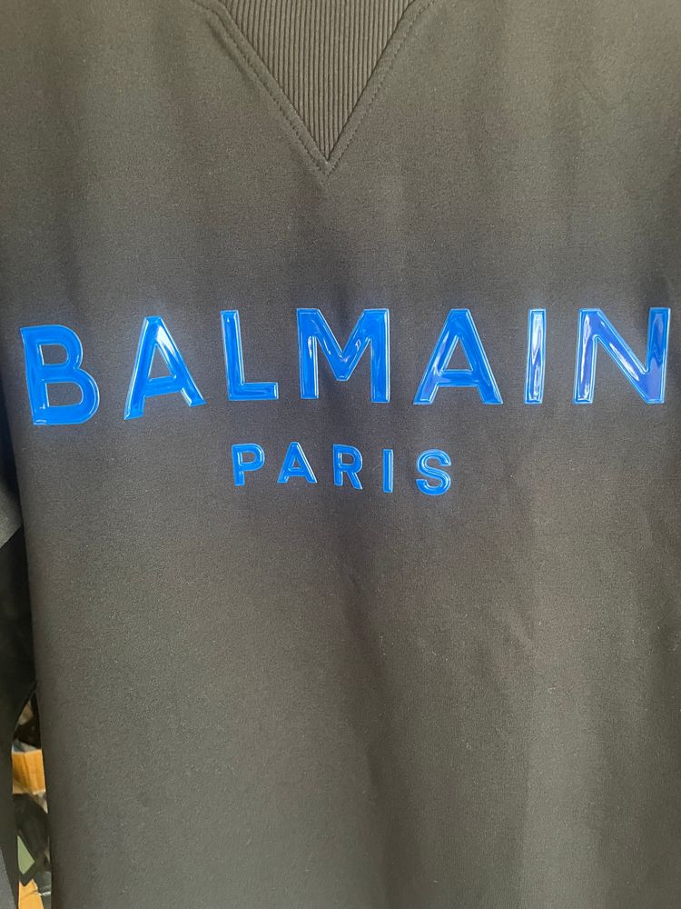 Balmain Black Sweatshirt With Blue Logo 2