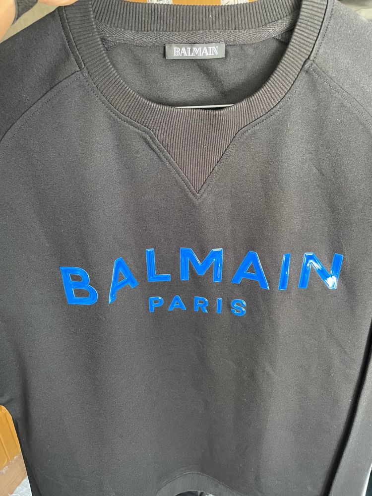 Balmain Black Sweatshirt With Blue Logo 3