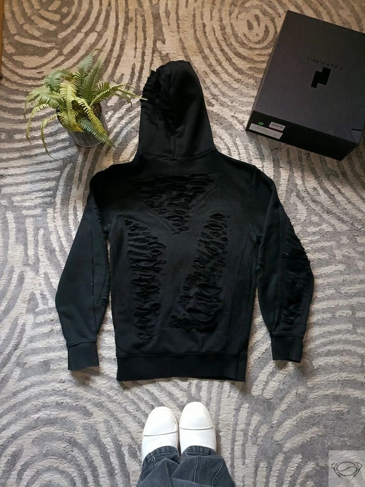 Black Distressed Hoodie Custom 3