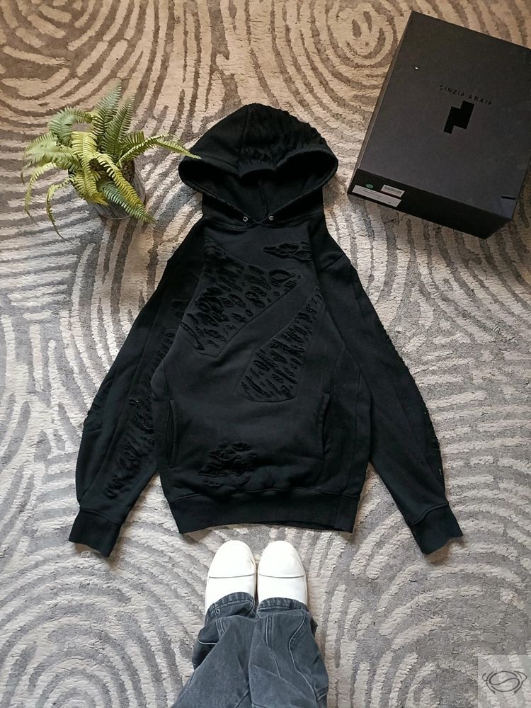 Black Distressed Hoodie Custom