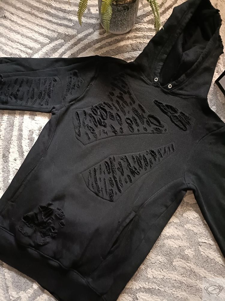 Black Distressed Hoodie Custom 4