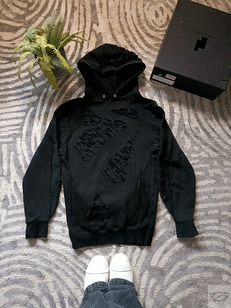 Black Distressed Hoodie Custom 2
