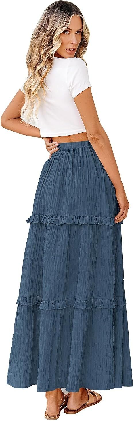 Blue Tiered Maxi Skirt imagen 4
