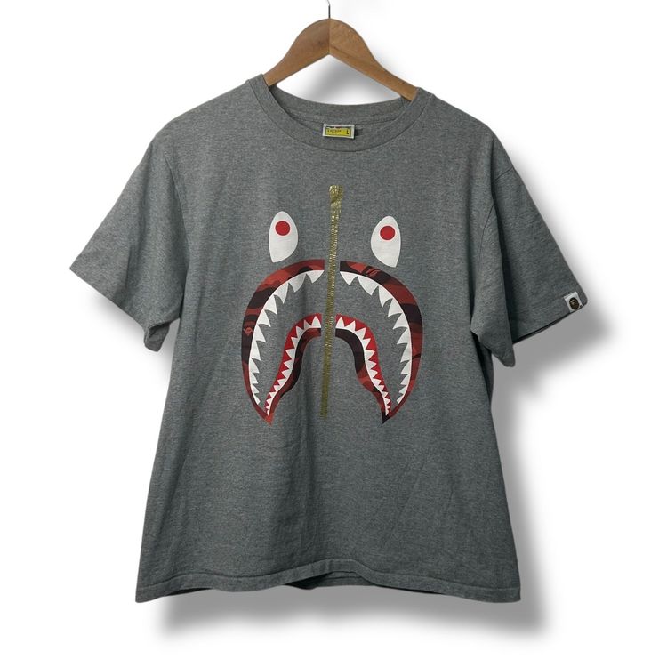 A Bathing Ape 'shark' T-shirt, large, grey