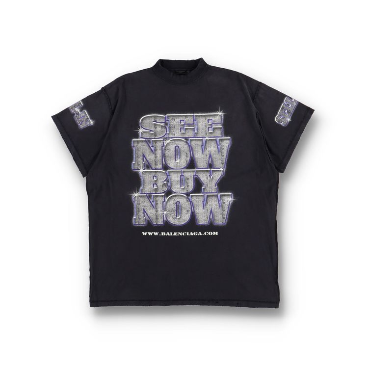 Balenciaga Washed Black Inside-Out SNBN Logo Oversized T-Shirt
