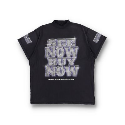 Balenciaga Washed Black Inside-Out SNBN Logo Oversized T-Shirt
