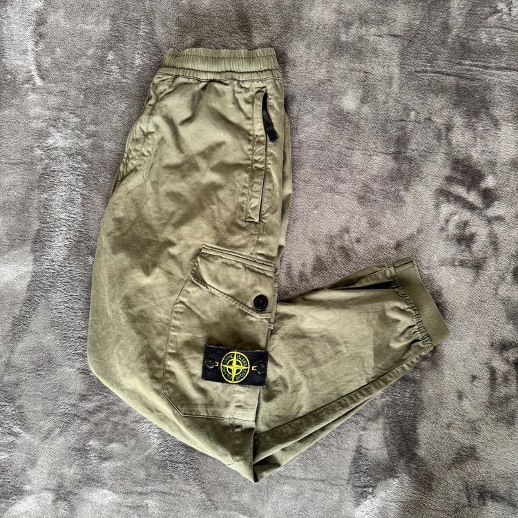 Authentic Stone Island Re-T Cuffed Cargo Trousers Khaki - Small