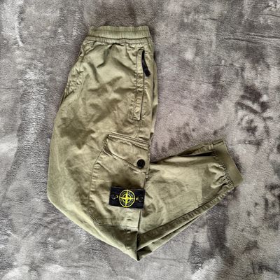 Authentic Stone Island Re-T Cuffed Cargo Trousers Khaki - Small