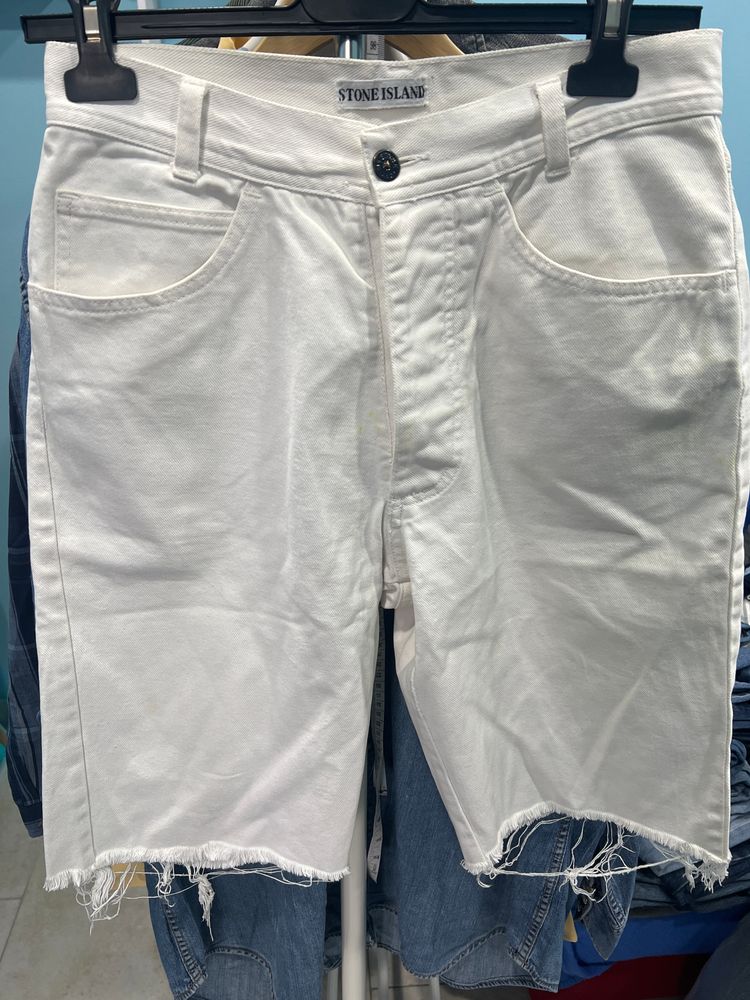 Stone Island White Denim Shorts
