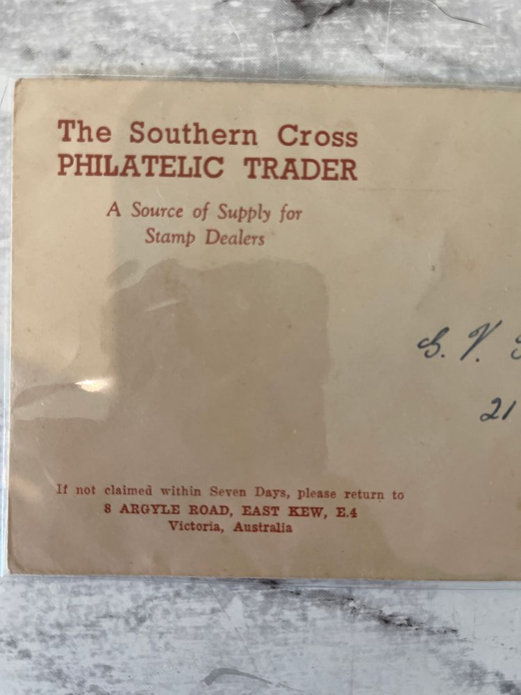 The envelope comes from "The Southern Cross Philatelic Trader" based in East Kew, Victoria, Australia, which supplied stamp dealers. image 3