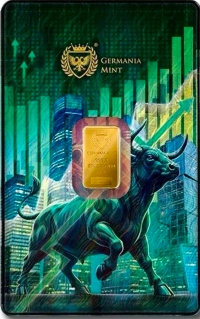 1g Pure Gold Bar Germania Mint Bull V Bear