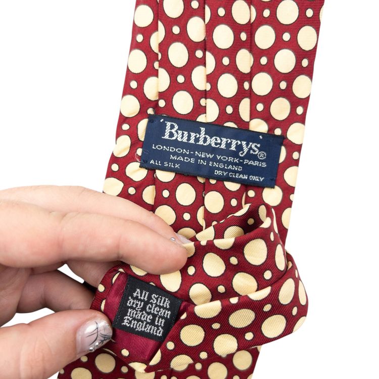 Vintage 90s Burberry Polka Dot Silk Tie 8