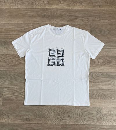 Givenchy Paris White Graphic T-Shirt Size S 100% Cotton Made in Portugal