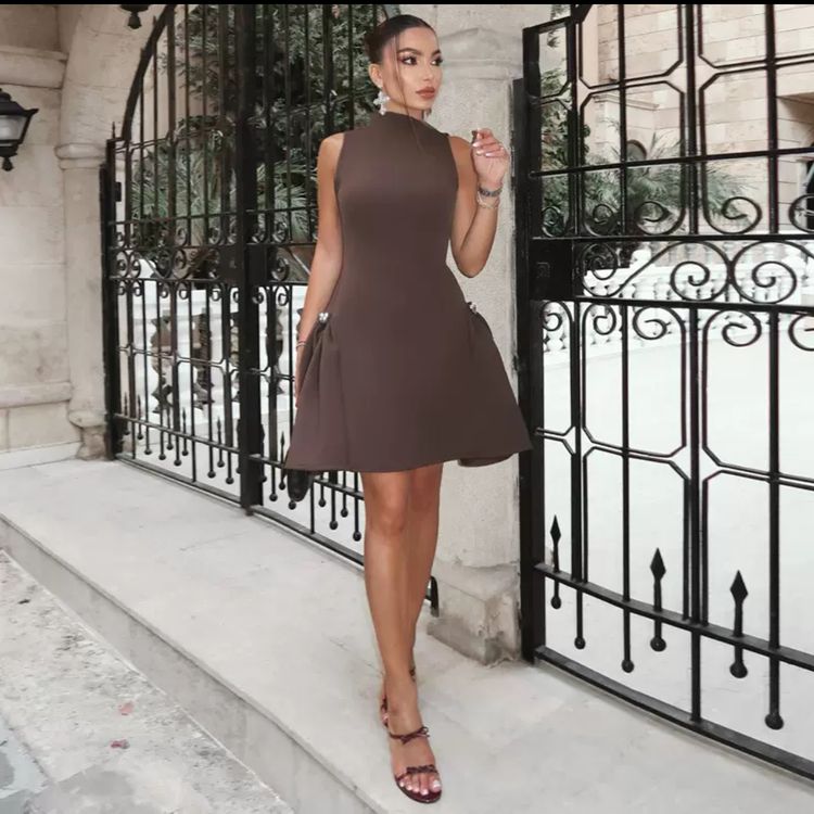 Brown Sleeveless Dress