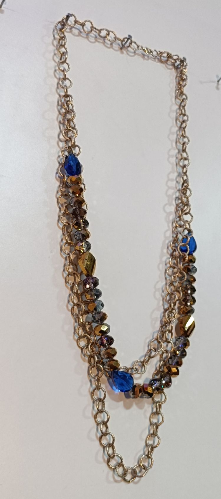 Boho Chic Blue and Bronze Crystal Multi-Chain Statement Necklace 4
