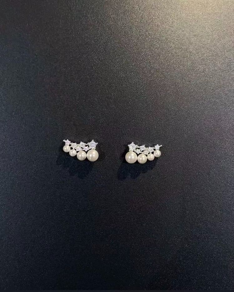 Pearl And Crystal Stud Earrings image 1