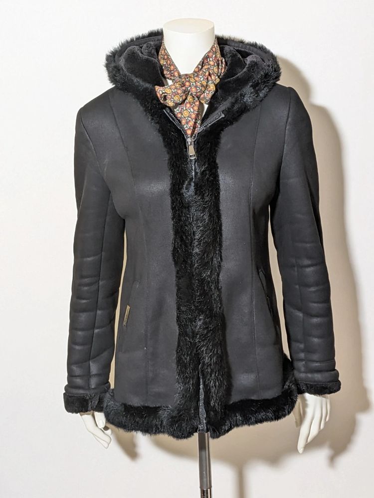 Giaccone Montone Ecologico Nero Bright Girl con Cappuccio - Tg S image 1