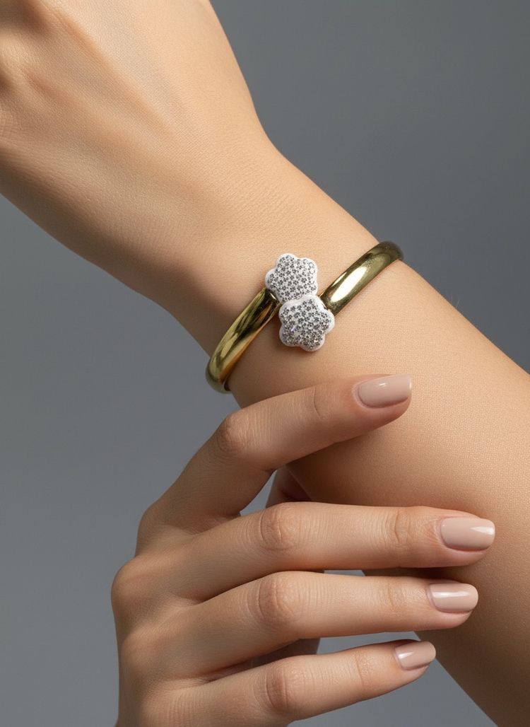 Gold Bracelet With Floral Diamond Accents