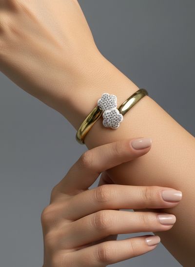 Gold Bracelet With Floral Diamond Accents