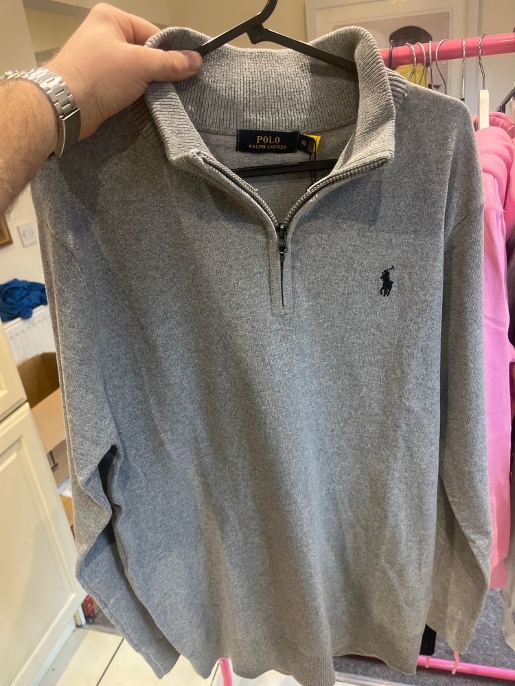 Polo Ralph Lauren Grey Quarter-Zip Sweater