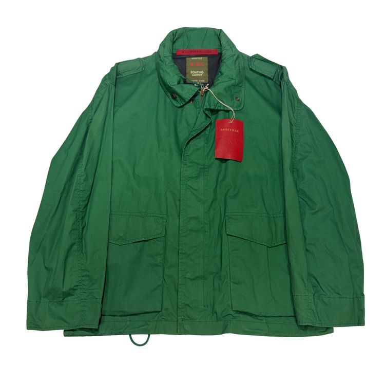Boneville 1992 Cotton Boating Jacket With Tuck Away Hood Green Jacket image 1