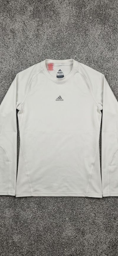 Adidas White Long Sleeve Techfit Shirt