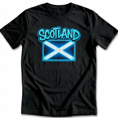 Scotland Neon Sign Saltire Football T-Shirt 1