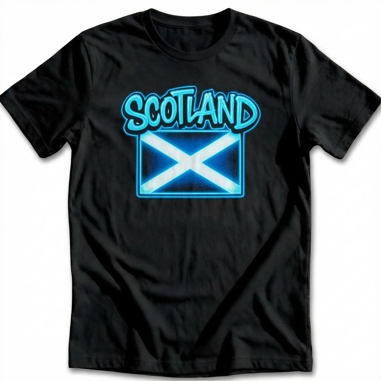 Scotland Neon Sign Saltire Football T-Shirt
