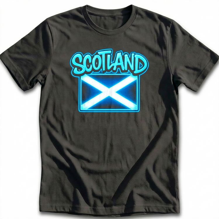 Scotland Neon Sign Saltire Football T-Shirt 5