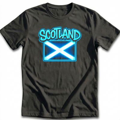 Scotland Neon Sign Saltire Football T-Shirt 5