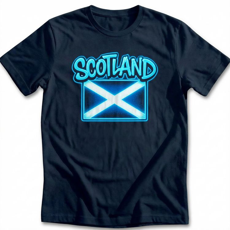 Scotland Neon Sign Saltire Football T-Shirt 4