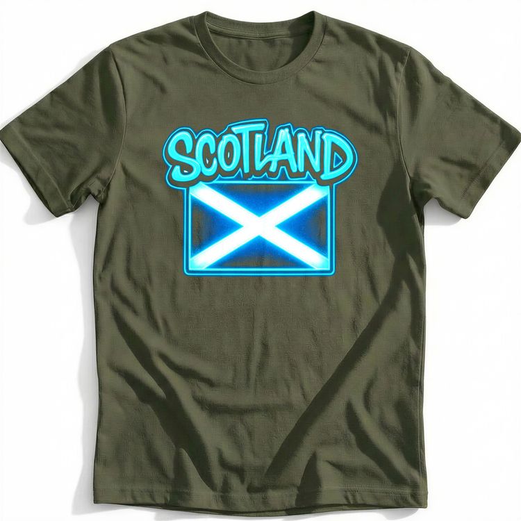 Scotland Neon Sign Saltire Football T-Shirt 2