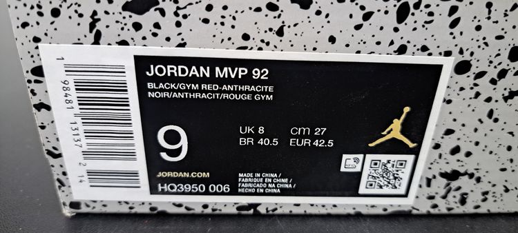 Jordan MVP 92 UK 8 EUR 42.5 Black Gym Red Anthracite  Brand New Box No Lid image 6