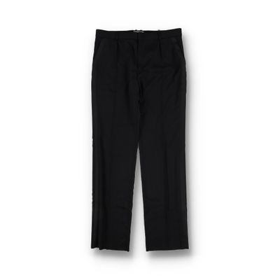 Saint Laurent Paris Black Satin Stripe Straight-Leg Tuxedo Trousers