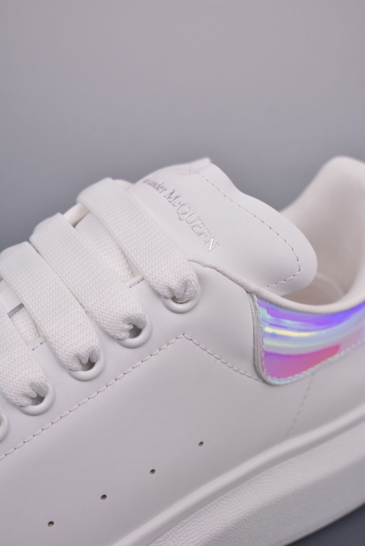 Alexander Mcqueen White Sneakers With Iridescent Heel Detail image 5