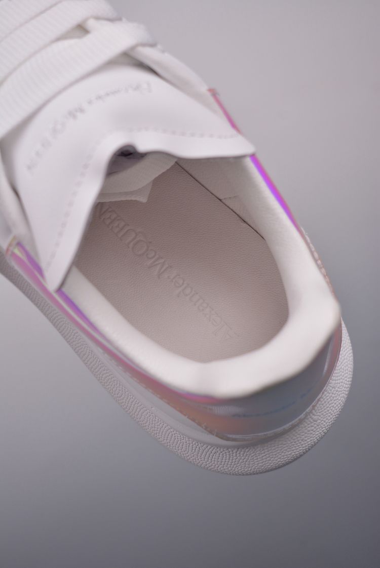 Alexander Mcqueen White Sneakers With Iridescent Heel Detail image 8