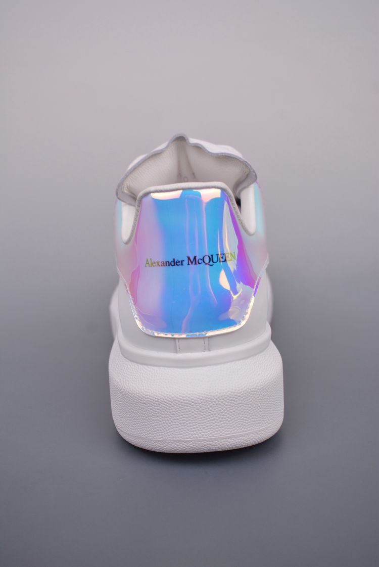 Alexander Mcqueen White Sneakers With Iridescent Heel Detail image 7
