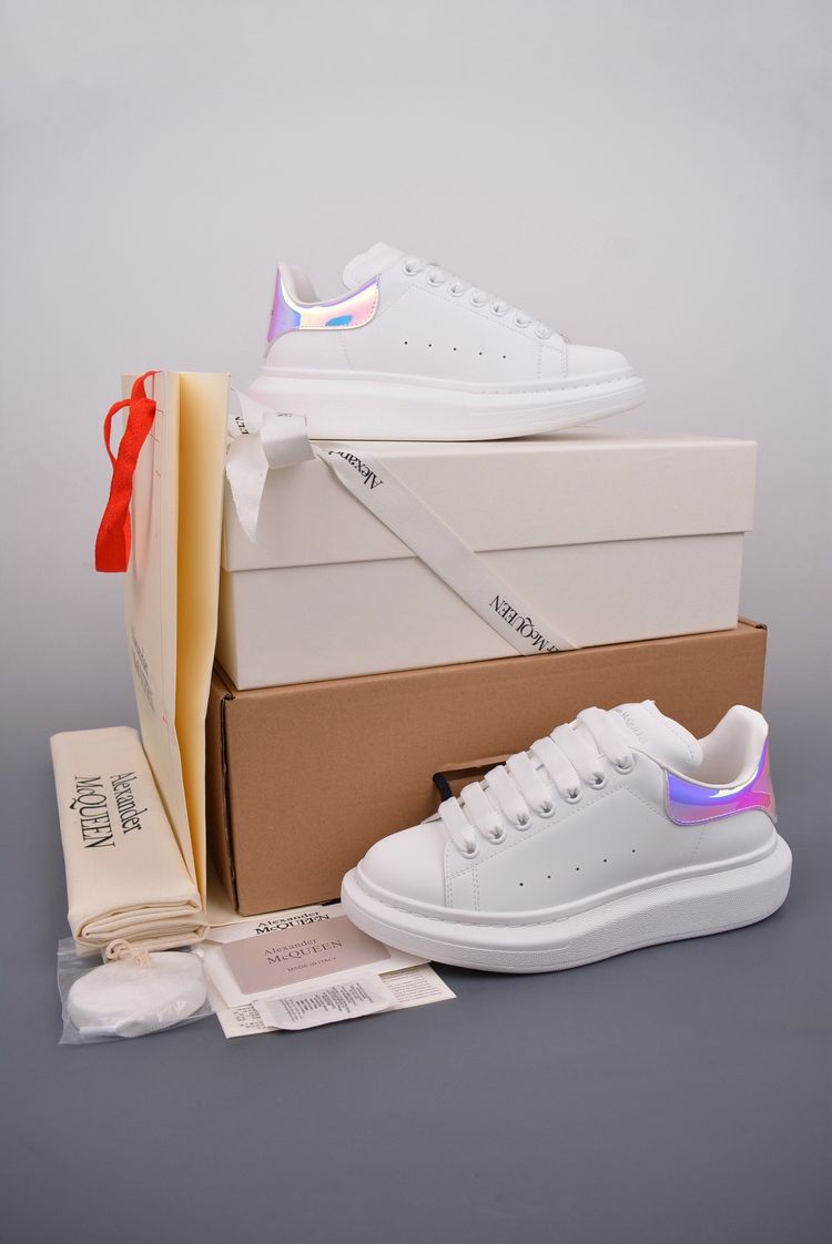 Alexander Mcqueen White Sneakers With Iridescent Heel Detail image 4