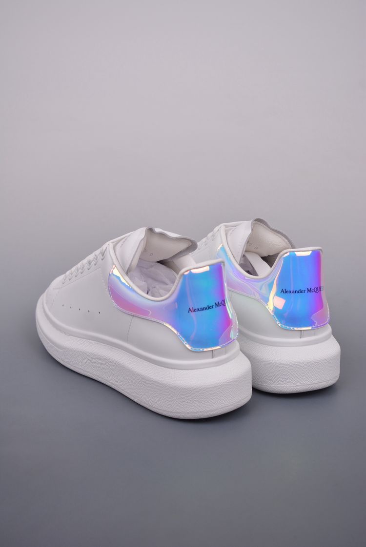 Alexander Mcqueen White Sneakers With Iridescent Heel Detail image 2