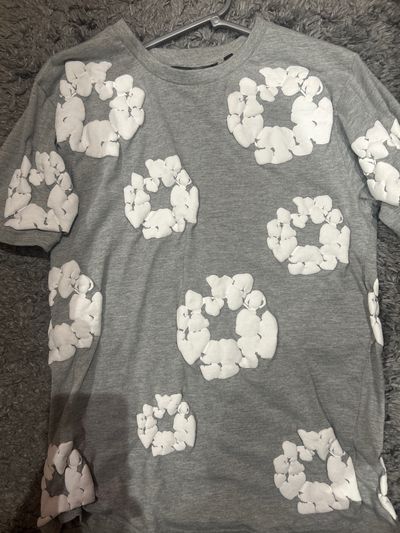 Denim Tears Grey T-Shirt With White Floral Pattern
