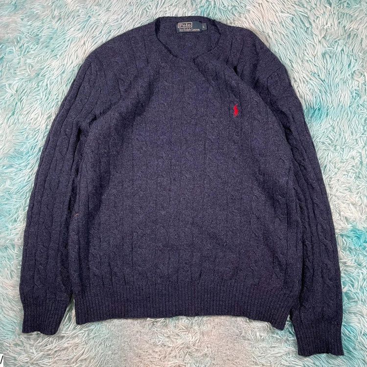 Polo Vintage Navy Polo Ralph Lauren Knitted Jumper - Large product image