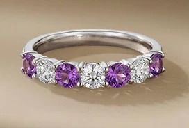 Silver Ring With Purple And Clear Stones
