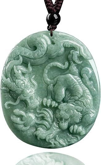 Green Carved Jade Pendant Necklace