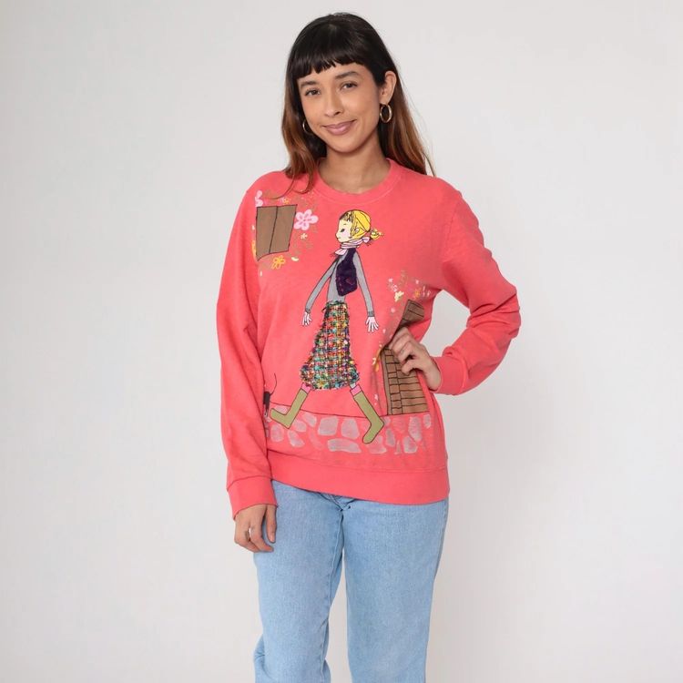 Coral Sweatshirt With Graphic Print image 3