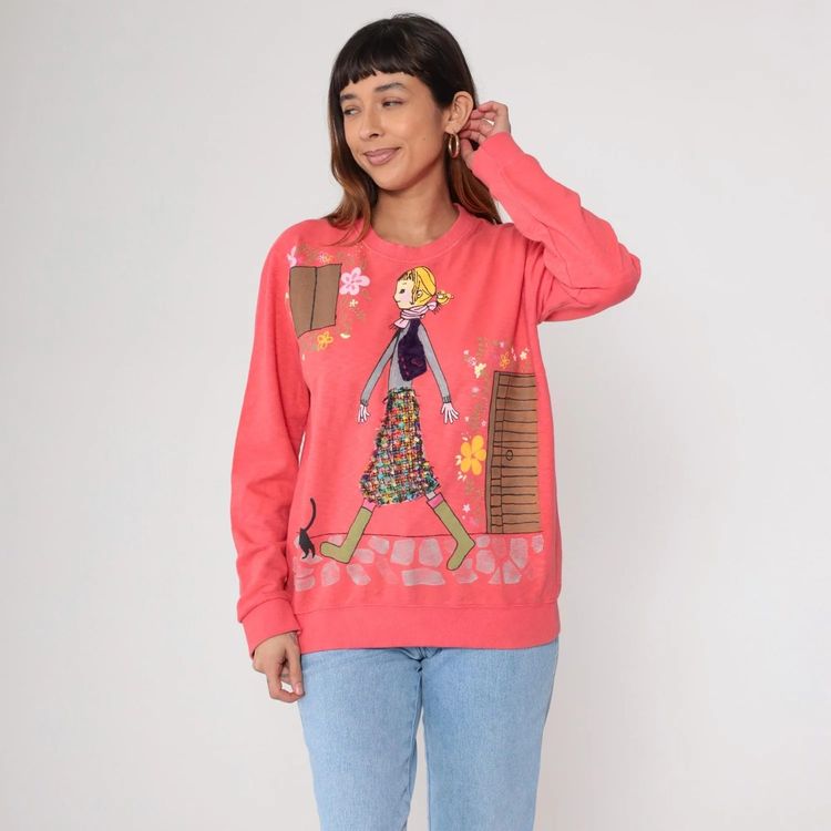 Coral Sweatshirt With Graphic Print image 1