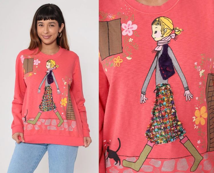 Coral Sweatshirt With Graphic Print image 2