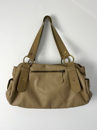 beige leather vintage shoulder bag