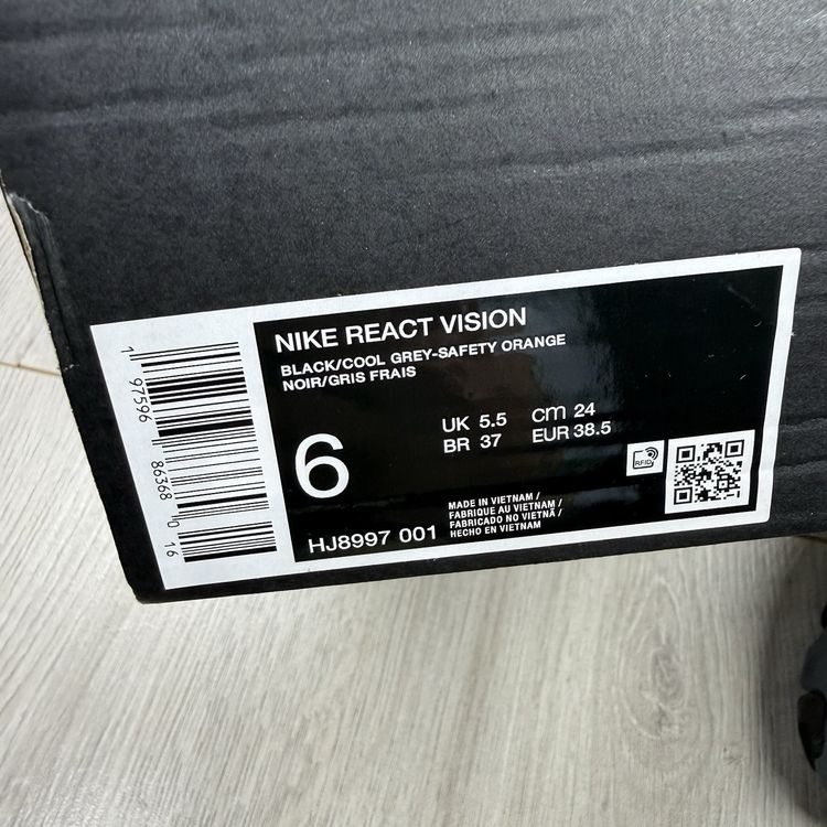 Immagine di Nike React Vision Size UK 5.5 Black Grey Safety Orange Trainers HJ8997-001 6