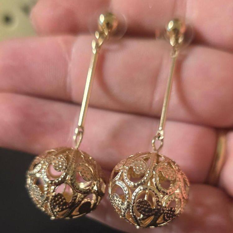 Gold Filigree Drop Earrings gold plated 